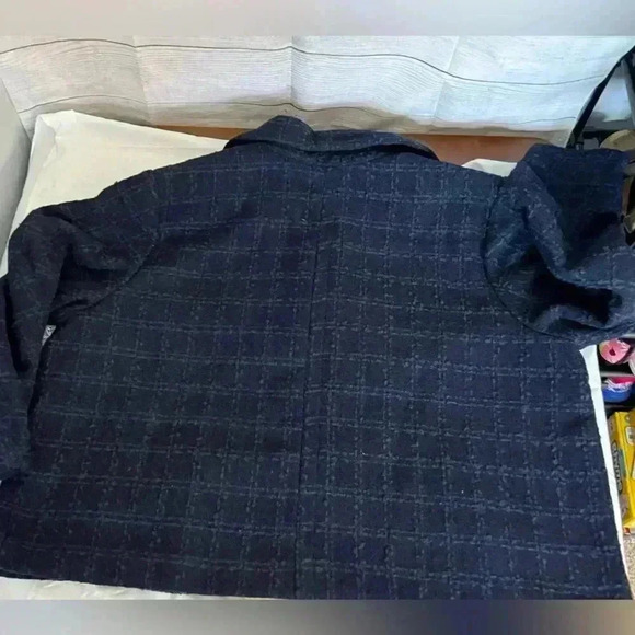 Lauren Conrad Women’s 3X coat. Fall, classic style, navy blue, plaid. - Picture 7 of 12